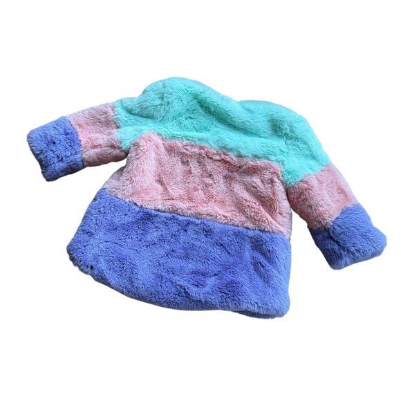 Cat and Jack Rainbow Faux Fur Jacket Pastel Baby Girl 12M NWT - Picture 2 of 5